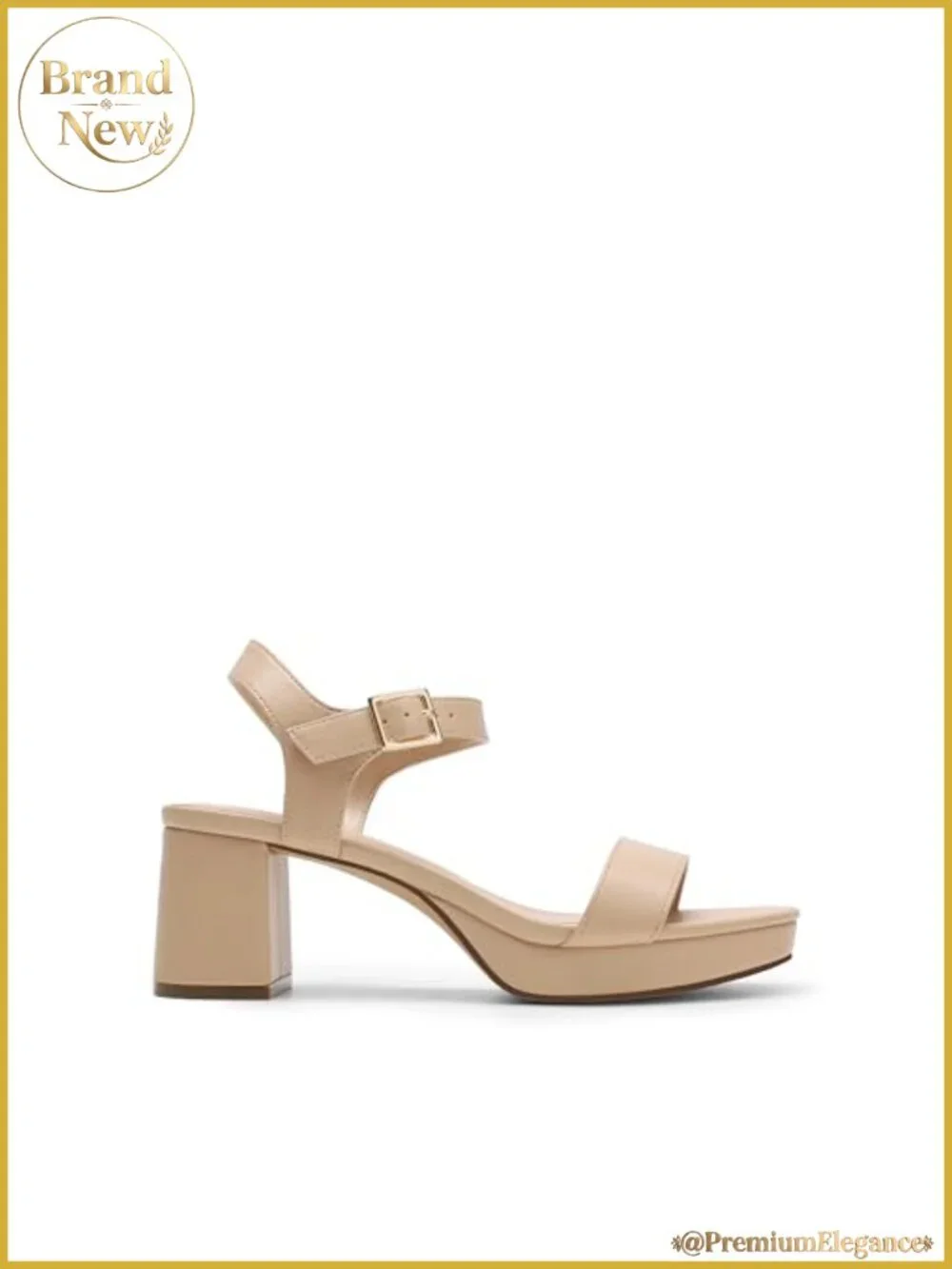 Women's Platform Block Heel Sandals Faux Leather Ankle Strap